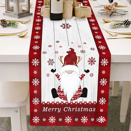 Christmas Table Runner Christmas decor Snowman Rustic Red Snowflake Table  Decor Scarves, christmas idea for Dining/Holiday/Coffee Table 2024 - $15.99