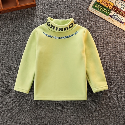 

Toddler Boys T shirt Tee Letter Long Sleeve Children Top School Adorable Daily Winter Fall Green 7-13 Years