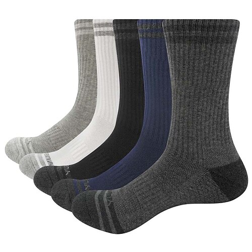 

Men's 5 Pairs Socks CompressionSocks Dress Socks Crew Socks Fashion Comfort Cotton Color Block Letter Medium Fall & Winter Multi color Black Blue