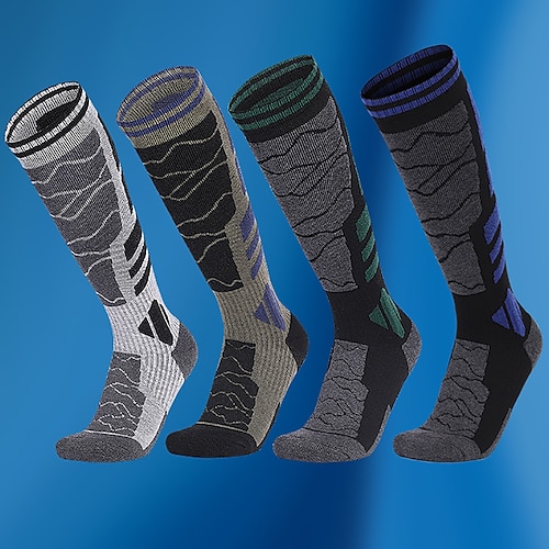 

Men's Hiking Socks Ski Socks Sports Socks Winter Outdoor Windproof Warm Breathable Quick Dry Socks Grass Green Cai Lan Dark Green for Hunting Ski / Snowboard Fishing