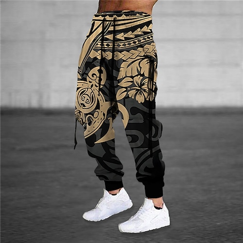 

Men's Sweatpants Joggers Trousers Drawstring Elastic Waist 3D Print Graphic Prints Flower / Floral Comfort Sports Outdoor Casual Daily Cotton Blend Streetwear Stylish Green Blue Micro-elastic