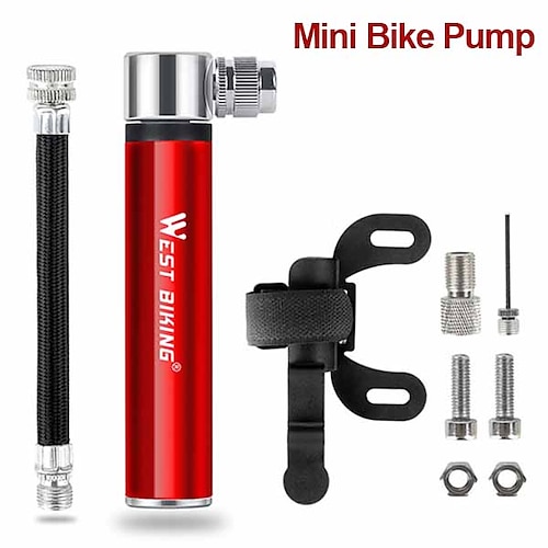 

Mini Bike Pump Mini Bike Pump With Gauge Inflated For Road Bike Mountain Bike MTB Folding Bike Recreational Cycling Cycling Bicycle Aluminum Alloy Red Black Silver