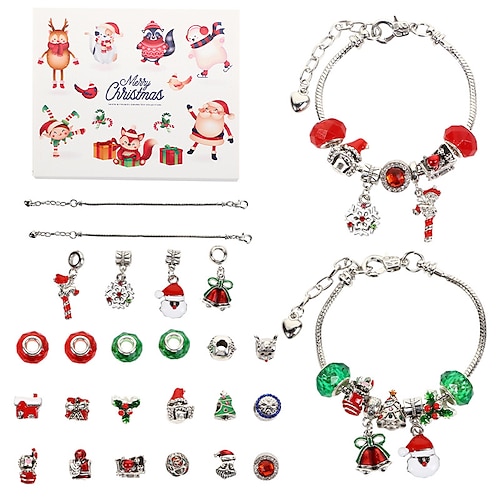 

Christmas Gift 24 Calendar Countdown Gift Box Set diy Beaded Blind Box Children's Bracelet Jewelry