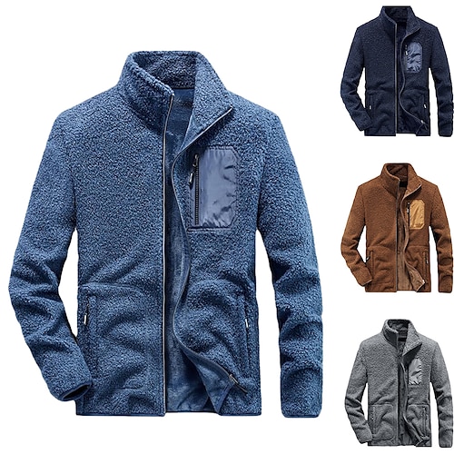 

Men's Hiking Fleece Jacket Fleece Winter Outdoor Thermal Warm Windproof Breathable Lightweight Outerwear Teddy Coat Top Hunting Ski / Snowboard Fishing Lake blue Navy Blue Coffee Grey