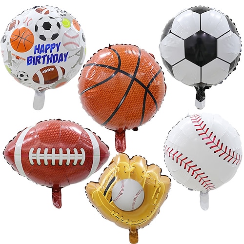 

2 pezzi sport squadra partita decorazione calcio pallacanestro pallina da golf membrana in alluminio palloncino baseball manica pallone da rugby