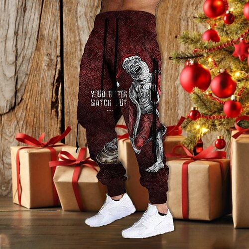 

Men's Christmas Pants Sweatpants Joggers Trousers Drawstring Elastic Waist 3D Print Graphic Prints Christmas Comfort Breathable Sports Outdoor Casual Daily Cotton Blend Terry Streetwear Stylish Green