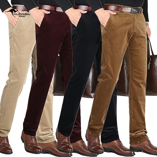 

Men's Corduroy Pants Trousers Casual Pants Pocket Solid Color Comfort Warm Business Casual Daily Cotton Blend Retro Vintage Formal 1 2 Stretchy