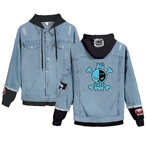 

Inspired by One Piece Film: Red Burukku Anime Cartoon Manga Anime Denim Jacket Harajuku Kawaii Coat For Men's Women's Unisex Adults' Hot Stamping Denim