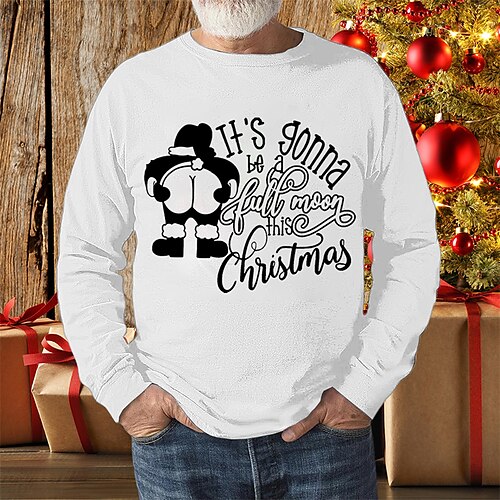 

Men's T shirt Tee Christmas t shirts Santa Claus Graphic Prints Crew Neck Red Gray White Hot Stamping Christmas Street Long Sleeve Clothing Apparel Basic Designer Casual Comfortable