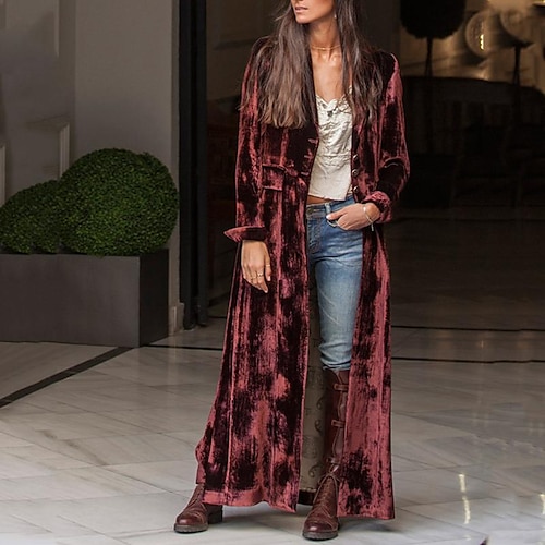 

Women's Trench Coat Causal Pocket Flower Breathable Fashion Regular Fit Outerwear Long Sleeve Winter Brown S