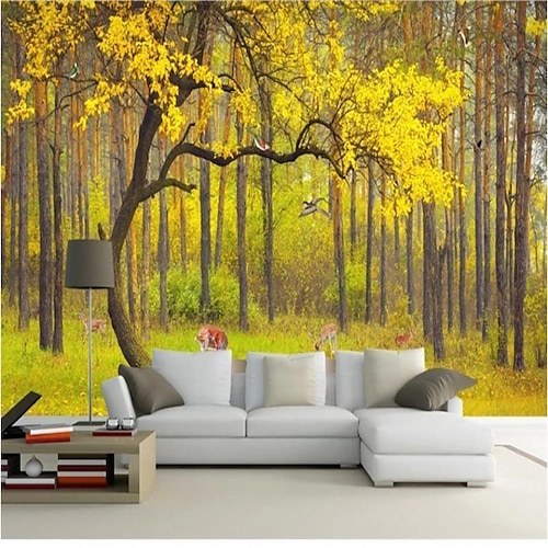 

3D Three-dimensional Nature Autumn Maple Trees Landscape Wallpaper Living Room TV Film Television Background Wallpaper Wallpaper Non Self-Adhesive/Self-Adhesive