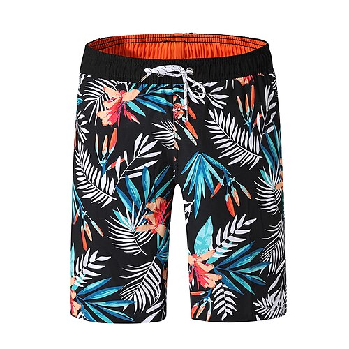 

Men's Swim Shorts Swim Trunks Board Shorts Drawstring Elastic Waist Print Tropical Comfort Breathable Short Casual Daily Beach Fashion Streetwear Black Blue Micro-elastic