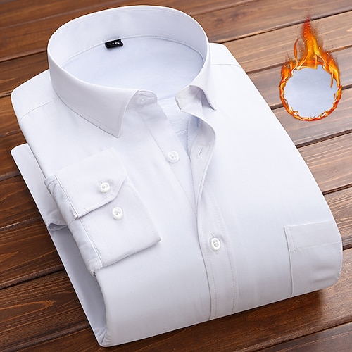 

Men's Dress Shirt Fleece Shirt Waves Square Neck White gray Black Pink Light gray Blue / White Wedding Work Long Sleeve collared shirts Clothing Apparel Business Simple Lightweight Classic