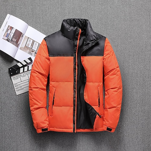 

Men's Down Jacket Winter Jacket Winter Coat Windproof Warm Date Casual Daily Office & Career Solid / Plain Color Outerwear Clothing Apparel Black Pink Dark Navy