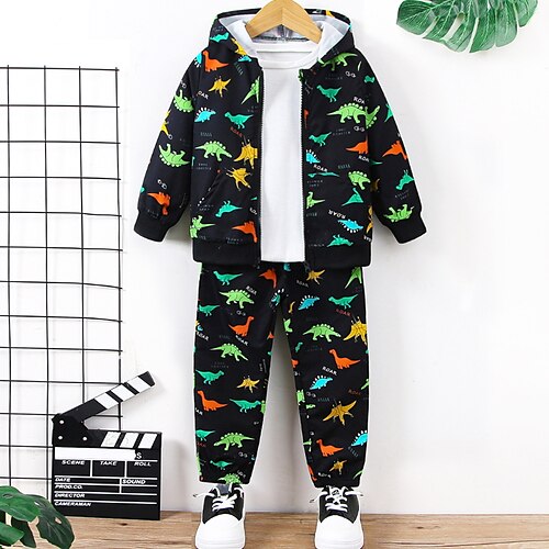 

2 Pieces Toddler Boys Hoodie & Pants Outfit Animal Long Sleeve Set Outdoor Active Adorable Winter Fall 7-13 Years Black Royal Blue