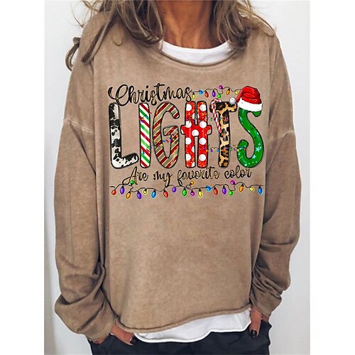 

Women's Sweatshirt Pullover Basic Green Black Blue Graphic Christmas Round Neck Long Sleeve S M L XL 2XL 3XL