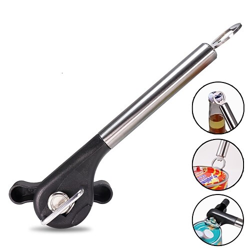 

Can opener manual three in one bottle opener multi-purpose kitchen household stainless steel handle side can opener