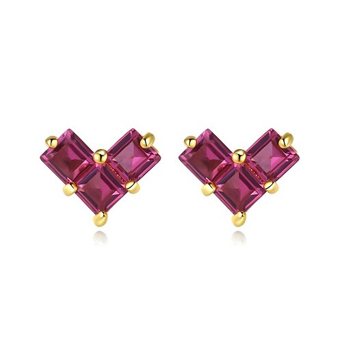 

Dame Grønn Rød Syntetisk Diamant Øredobber Fine smykker geometriske Hjerte Stilfull Enkel S925 sterlingsølv øredobber Smykker Grønn / Rød Til Bryllup Fest 1 par