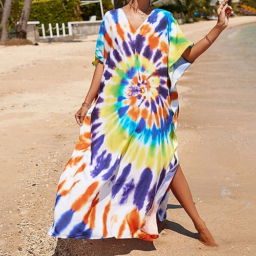 

Mujer Bañadores Tapadera Vestido de playa Normal Traje de baño Estampado Foco Multicolor Impresión Tie Dye Verde Trébol Azul Piscina Morado Rosa Arco Iris Escote en V Trajes de baño nuevo Vacaciones