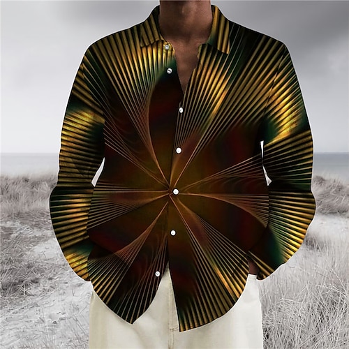 

Herren Hemd 3D-Druck Abstrakt Grafik-Drucke Umlegekragen Gelb Grau 3D-Druck Outdoor Strasse Langarm Button-Down Bedruckt Bekleidung Modisch Designer Casual Weich