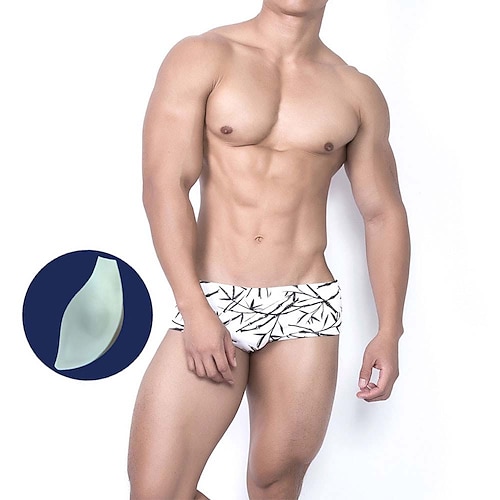 

Men's Basic Panties Briefs Swim Briefs 1 PC Underwear Fashion Simple Comfort Print Graphic Prints Plant Mid Waist Touch of Sensation Comfort White M L XL