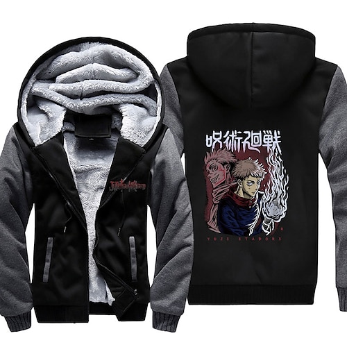 

Inspired by Jujutsu Kaisen Gojo Satoru Itadori Yuji Hoodie Outerwear Sherpa Jacket Anime Graphic Outerwear For Men's Women's Unisex Adults' Hot Stamping 100% Polyester Casual Daily