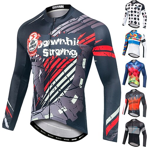 

Men's Cycling Jersey Long Sleeve Bike Jersey Top with 3 Rear Pockets Mountain Bike MTB Road Bike Cycling Breathable Quick Dry Moisture Wicking Reflective Strips Black Royal Blue Red Spandex Sports