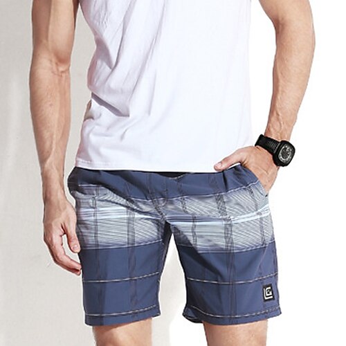 

Men's Swim Shorts Swim Trunks Board Shorts Pocket Drawstring Elastic Waist Stripe Comfort Breathable Short Casual Daily Holiday Classic Style Casual / Sporty BlackGrey Micro-elastic