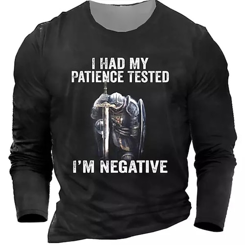 

Men's T shirt Tee Letter Templar Cross Graphic Prints Crew Neck Black Army Green Navy Blue Gray 3D Print Knight Outdoor Street Long Sleeve Print Clothing Apparel Basic Sports Designer Casual