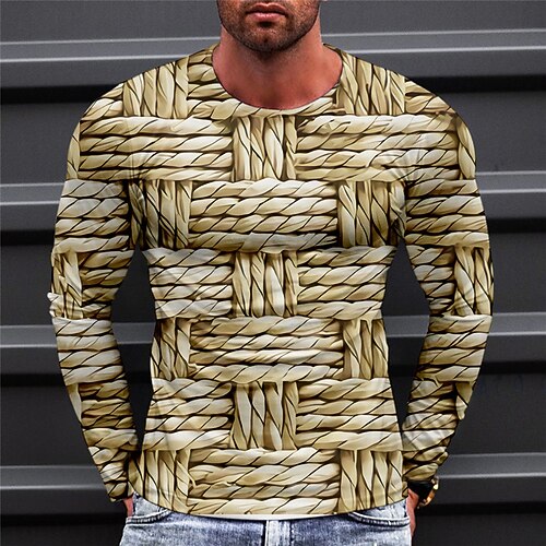 

Men's T shirt Tee Graphic Prints Crew Neck Green Blue Yellow Gray 3D Print Outdoor Street Long Sleeve Print Clothing Apparel Basic Sports Designer Casual