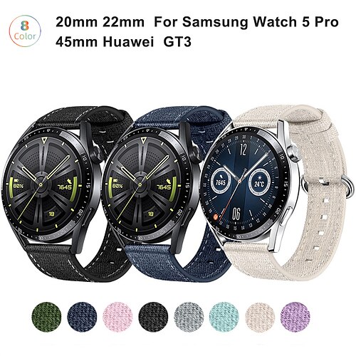 

Reim til Smartklokke til Samsung Galaxy Watch 5 Pro 45mm 4 Classic 42mm 46mm 3 41mm Active 2 40mm 44mm Gear Sport S3 Frontier S2 2 Neo Live Stoff Smartklokke Stropp Justerbar Pustende Støtsikker