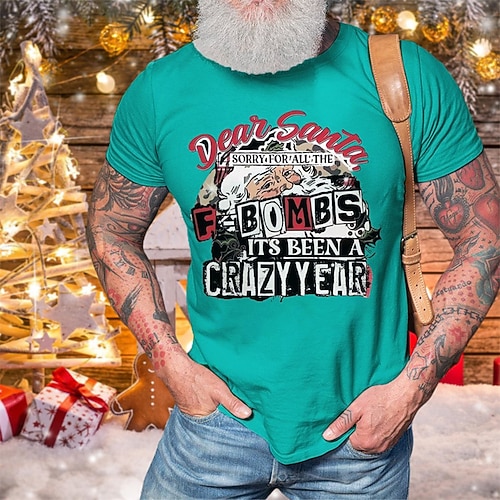

Men's Unisex T shirt Tee Christmas t shirts Santa Claus Graphic Prints Crew Neck Green Black Red Navy Blue White Hot Stamping Outdoor Christmas Short Sleeve Print Clothing Apparel Sports Designer