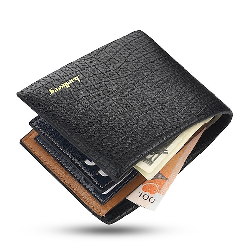 

Men's Retro Wallet PU Leather Embossed Solid Color Daily Office & Career Black Dark Coffee