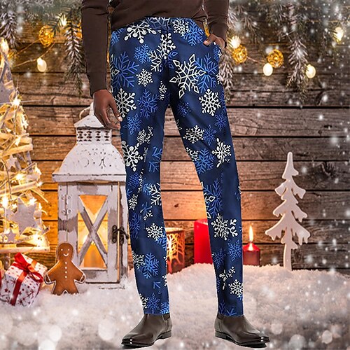 

Men's Christmas Pants Chinos Trousers Jogger Pants Pocket Print Christmas Outdoor Full Length Christmas Gifts Casual Fashion Stylish Rainbow Inelastic