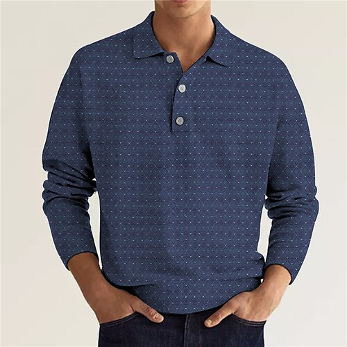 

Men's Collar Polo Shirt Golf Shirt Graphic Prints Turndown Green Navy Blue 3D Print Outdoor Street Long Sleeve Button-Down Print Clothing Apparel Fashion Designer Casual Soft