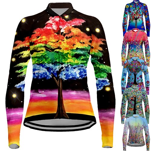 

21Grams Women's Cycling Jersey Long Sleeve Bike Top with 3 Rear Pockets Mountain Bike MTB Road Bike Cycling Breathable Quick Dry Moisture Wicking Reflective Strips Black Green Purple Spandex Sports