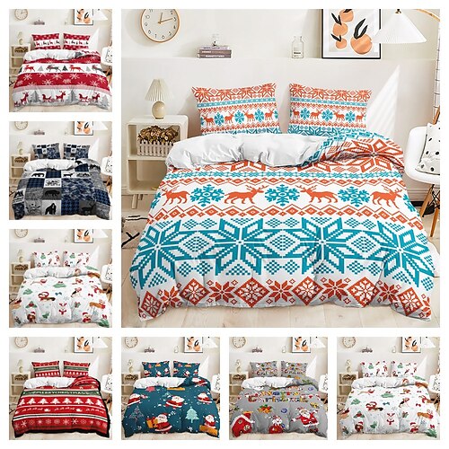 

Christmas Bohemian Duvet Cover boho Set Quilt Bedding Sets Comforter Cover Queen/King Size/Twin/Single(Include 1 Duvet Cover 1 Or 2 Pillowcases Shams)