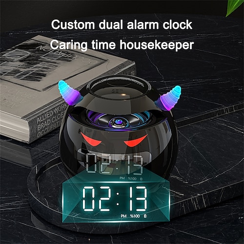 

Mini 5.1 Bluetooth Speaker Audio LED Flash Bedside Alarm Clock Subwoofer Music TF Player With HD Mic Hands Free Callin