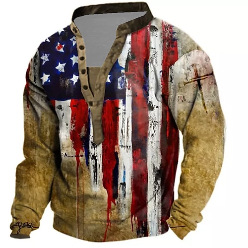 

Men's Sweatshirt Pullover Brown Standing Collar Graphic Prints National Flag Print Casual Daily Sports 3D Print Streetwear Designer Casual Spring & Fall Clothing Apparel Hoodies Sweatshirts