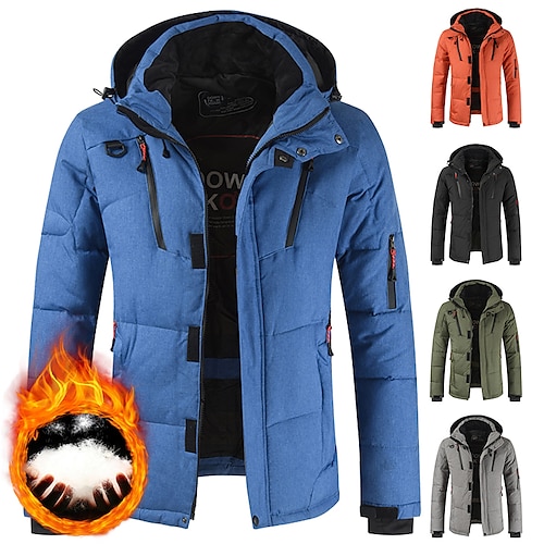 

Men's Puffer Jacket Winter Jacket Quilted Jacket Winter Coat Warm Work Daily Wear Pure Color Outerwear Clothing Apparel Casual Casual Daily Green Black Blue