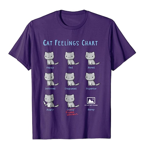 

Inspired by Animal cat feelings chart T-shirt Anime Cartoon Anime Classic Street Style T-shirt For Men's Women's Unisex Adults' 3D Print 100% Polyester Casual Daily