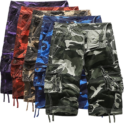 

Men's Cargo Shorts Shorts Pocket Camouflage Comfort Breathable Knee Length Work Casual Daily Fashion Streetwear ArmyGreen Blue