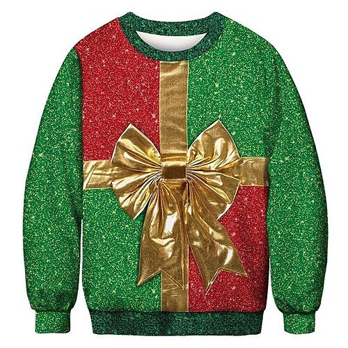 

Men's Sweatshirt Pullover Green Crew Neck Color Block Graphic Prints Print Christmas Gifts Christmas Daily 3D Print Basic Streetwear Designer Spring & Fall Clothing Apparel Hoodies Sweatshirts