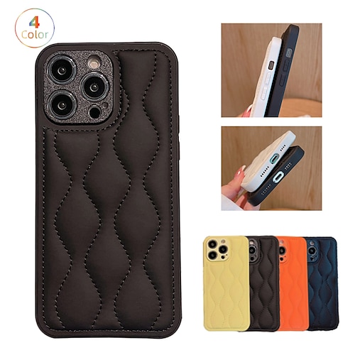

Phone Case For Apple Back Cover iPhone 14 Pro Max 14 Plus 13 12 11 Pro Max Mini X XR XS Bumper Frame Soft Edges Non-Yellowing Lines / Waves Solid Colored TPU PU Leather