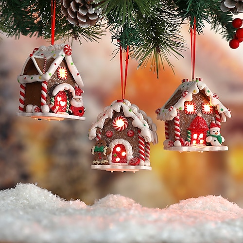 

Christmas Decorative Light LED Glowing Gingerbread House Santa Claus House Christmas Tree Decoration Home New Year Gifts Christmas