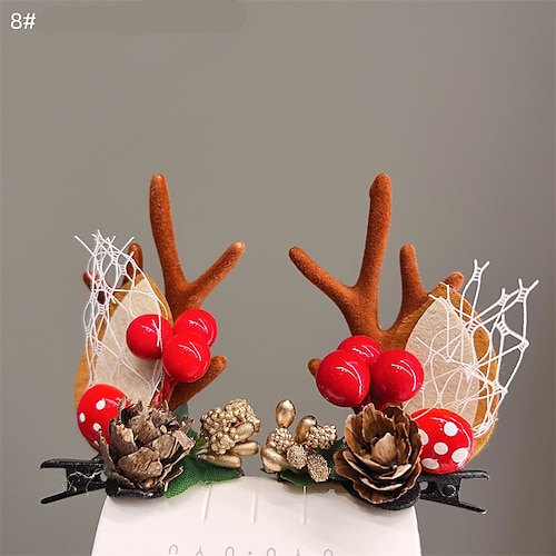 

Christmas Hair Clips 2 Pcs Cute Reindeer Antlers Christmas Hair Pins Deer Horns Ears Hairclips Christmas Barrettes for Women Girls Kids Adults and Party Favors