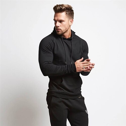 

Men's Workout Shirt Running Shirt Patchwork Long Sleeve Top Athletic Athleisure Winter Cotton Thermal Warm Windproof Soft Running Jogging Training Sportswear Activewear Solid Colored Black Army Green