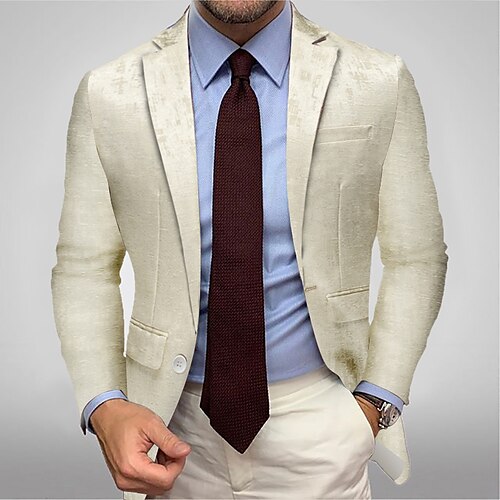 

Men's Casual Blazer Jacket Long Standard Fit Solid Colored Single Breasted One-button Yellow Beige 2022