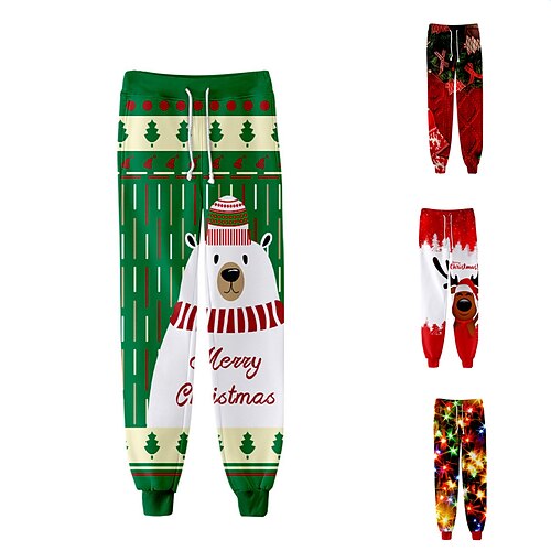 

Men's Sweatpants Joggers Trousers Drawstring Elastic Waist 3D Print Graphic Prints Christmas Comfort Sports Outdoor Casual Daily Streetwear Designer Green Yellow Micro-elastic