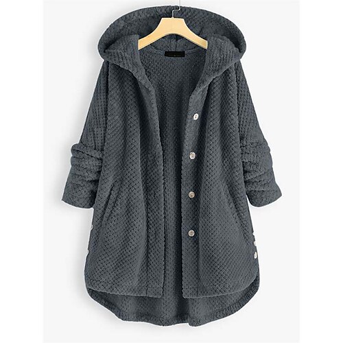 

Per donna Cappotto teddy Da tutti i giorni Pulsante Colore puro Caldo Di tendenza Standard Capispalla Manica lunga Inverno blu navy S